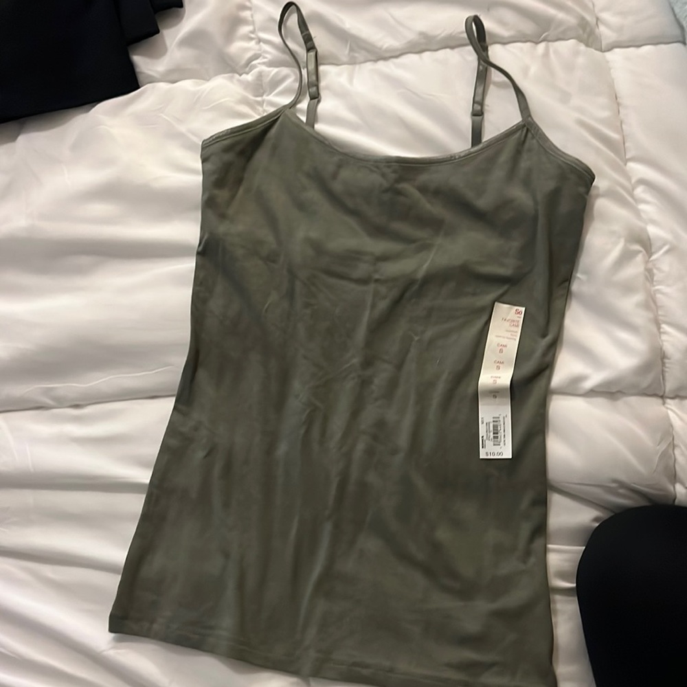 SO satin trim cami Olive green